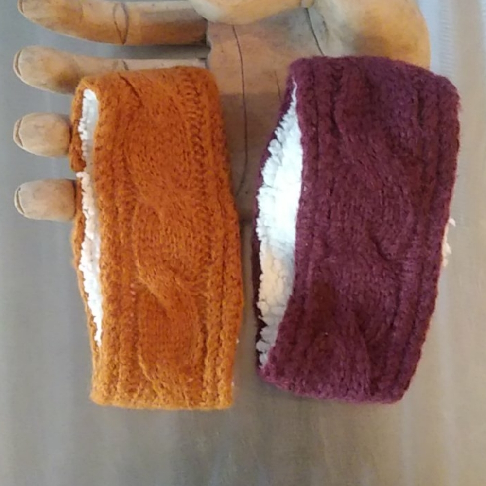 NWT KNITTED/SHERPA LINED HEADWRAPS